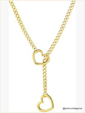 Heart Slip Chain Necklace Stainless Steel Adjustable Lariat Y-Necklace Choker